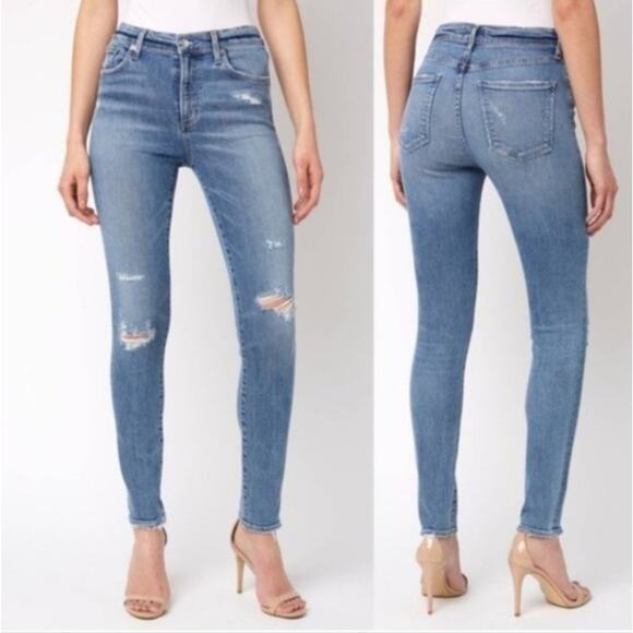 Agolde Sophie Mid Rise Skinny Jeans Size 28 Distressed Ripped - Picture 1 of 6